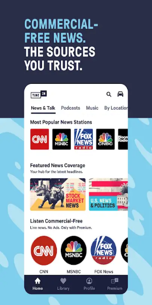 TuneIn Pro 電台：新聞、體育、音樂和廣播電台。 螢幕截圖 2