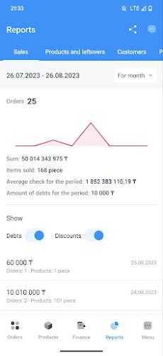 Schermata Account goods and sales 1