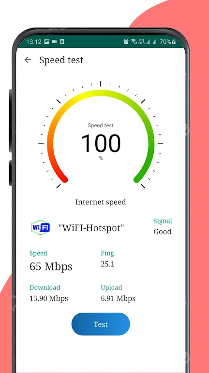 WiFi, 5G, 4G, 3G H+ speed test 螢幕截圖 2