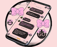 SMS Theme Ribbon Pink messages ဖန်သားပြင်ဓာတ်ပုံ 0