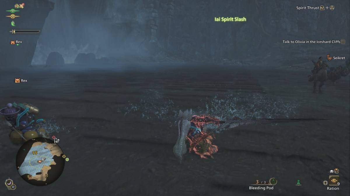 A hunter in Monster Hunter Wilds using the long sword