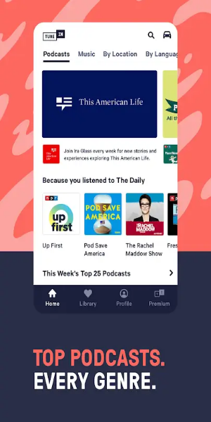 TuneIn Pro 電台：新聞、體育、音樂和廣播電台。 螢幕截圖 1