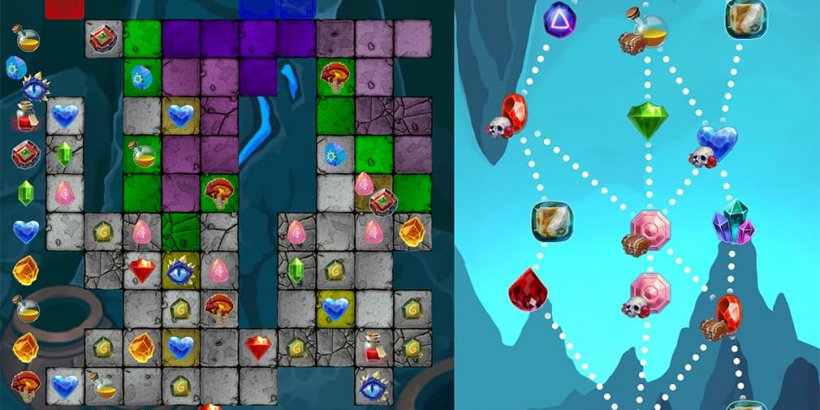 gambar bersebelahan grid permainan dan simbol disambungkan dengan garis putus -putus