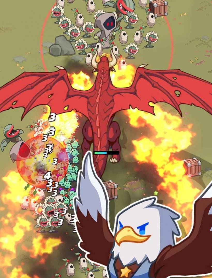 戰爭中的動植物與一條巨大的龍