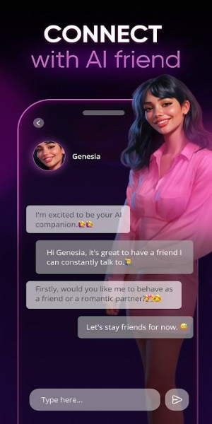 <ul><li><strong>Более глубокие разговоры:</strong> Genesia AI Premium способствует более глубоким и глубоким разговорам, выходя за рамки простой светской беседы и погружаясь в ваши мысли, эмоции и переживания.</li><li><strong>Реалистично. Ответы:</strong> Ваш ИИ-компаньон в Genesia AI Premium становится более чутким к вашим чувствам, реагирует с сочувствием и пониманием, создавая взаимодействия кажутся удивительно реалистичными.</li><li><strong>Расширенное взаимодействие:</strong> Премиум-пользователи наслаждаются повышенным взаимодействием, а их ИИ-компаньон готов слушать, учиться и предлагать содержательные ответы, которые обогащают ваше виртуальное взаимодействие.</li> </ul><p><strong>Без рекламы</strong></p>
<p>Genesia AI Mod APK Premium предоставляет среду без рекламы, позволяющую вам полностью погрузиться в виртуальное путешествие. Точно так же, как просмотр фильма без перерывов улучшает впечатления, общение с вашим искусственным интеллектом становится плавным и непрерывным.</p>
<p><strong>Эксклюзивные функции</strong></p>
<p>Genesia AI Mod APK Premium включает в себя ряд эксклюзивных функций, призванных улучшить и обогатить работу вашего компаньона.</p>
<ul><li><strong>Пользовательские смайлы:</strong> Выразите себя уникальным образом с помощью персонализированных смайлов, которые добавят индивидуальности и изюминки вашим разговорам.</li><li><strong>Премиум-аватары:</strong> Получите доступ к разнообразным премиум-аватарам. аватары для настройки внешнего вида вашего собеседника, чтобы каждое взаимодействие было свежим и персонализированный.</li><li><strong>Приоритетная поддержка:</strong> Воспользуйтесь приоритетной поддержкой клиентов для быстрого решения любых проблем и обеспечения бесперебойной работы Genesia AI Premium.</li><li><strong>Расширенный обмен мультимедиа:</strong> Легко делитесь фотографиями и участвуйте в высококачественных аудиозвонках, повышая яркость и достоверность ваших сообщений. взаимодействия.</li></ul><p>Genesia AI Mod APK Premium — это ваш путь к расширенному виртуальному общению, предлагающий функции, которые поднимут ваше взаимодействие на новые высоты удовольствия и удовлетворения.</p>
<p><strong><img src=