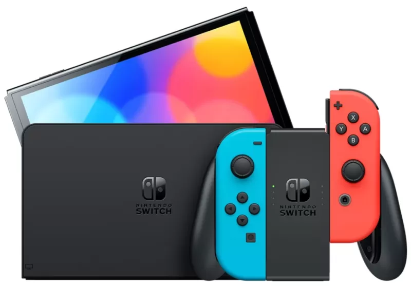 最新モデル：Nintendo Switch OLED（ネオンブルー＆レッド）