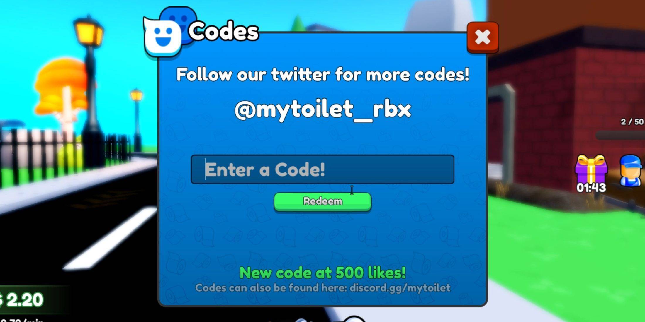My Toilet Codes Redemption Image