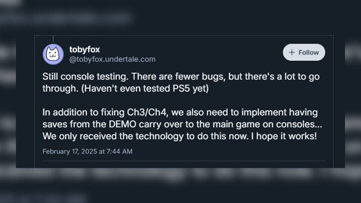 Toby Fox Updates Fans About Development Progress