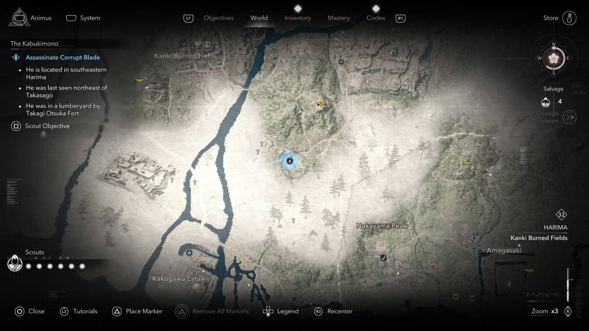 Wie und wo man alle Kabukimono -Mitglieder in Assassins Creed Shadows findet, korrupte Klinge Laughing Man Peacock