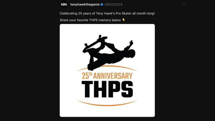 Tony Hawk证实正在筹备Tony Hawk's Pro Skater 25周年纪念活动