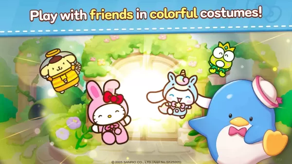 サンリオのキャラクターは一緒に笑顔で幸せに笑っています
