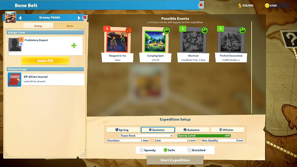 Экран экспедиции, показывающий журнал Cargo Item Stite XP в рамках статьи о XP в двух точечном музее.
