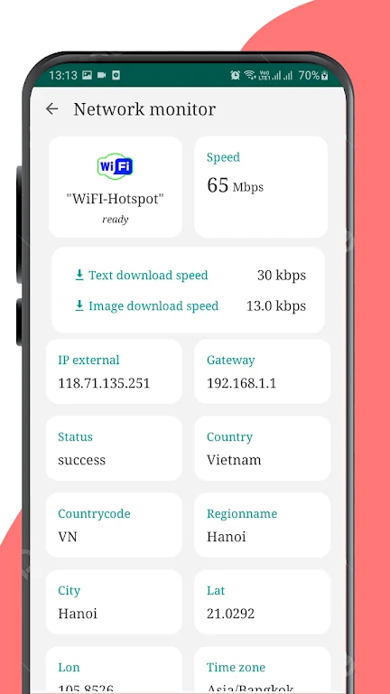 WiFi, 5G, 4G, 3G H+ speed test 螢幕截圖 1