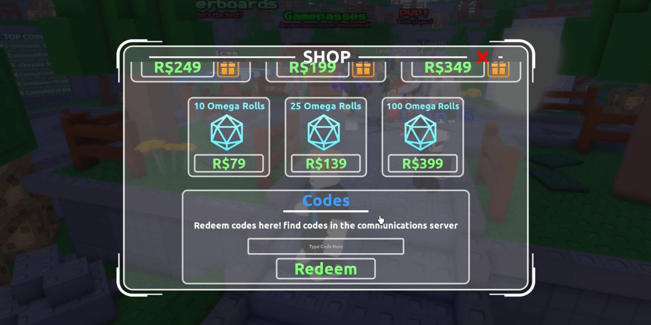 Image: Trainer Battle RNG Code Redemption Interface