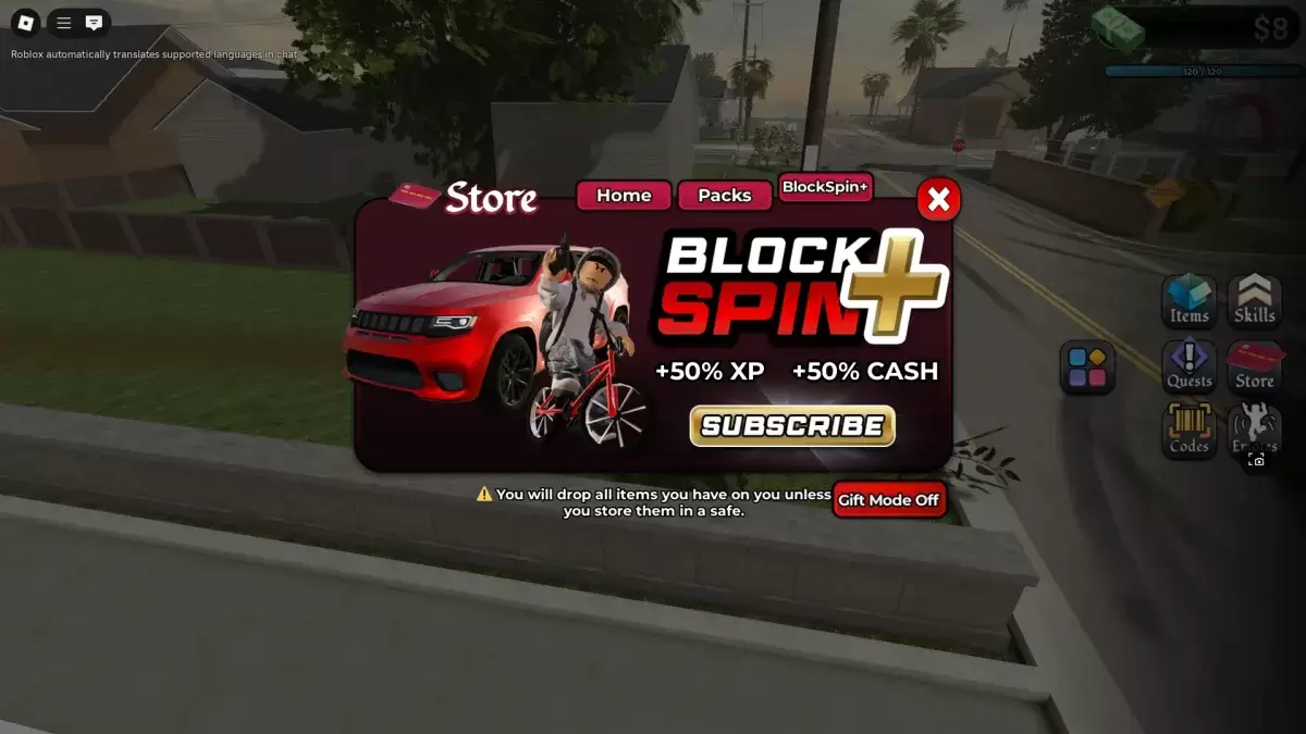 玩家與商店菜單互動以獲取Blockspin + BattlePass