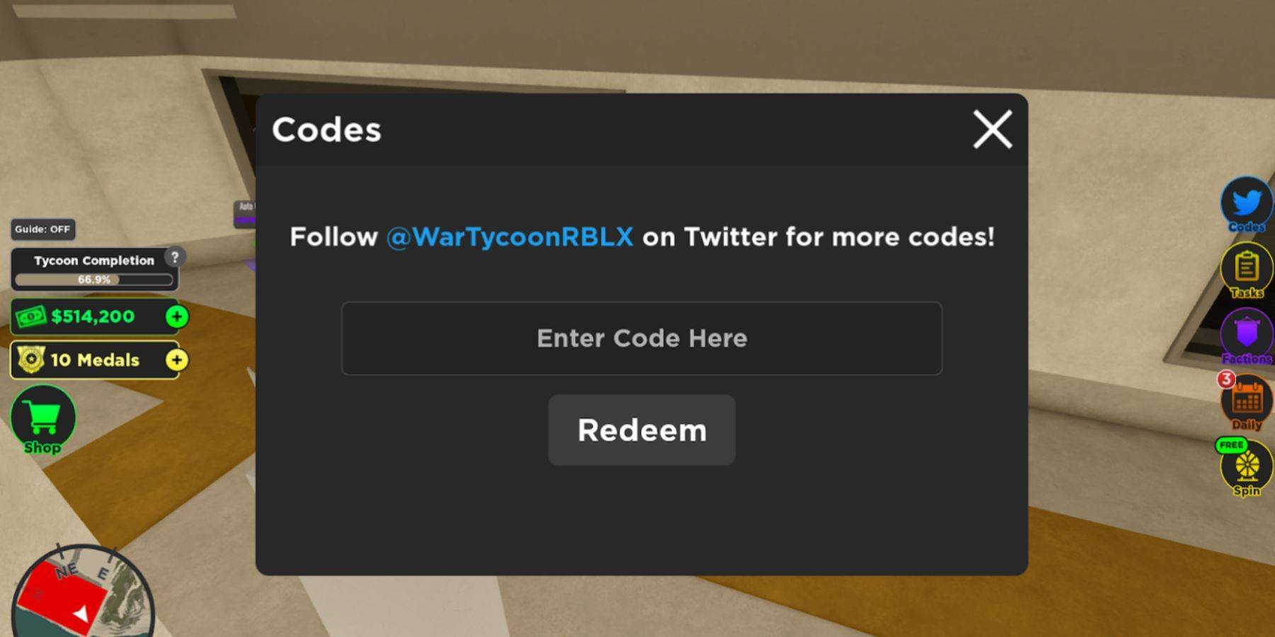 Code Redemption Button