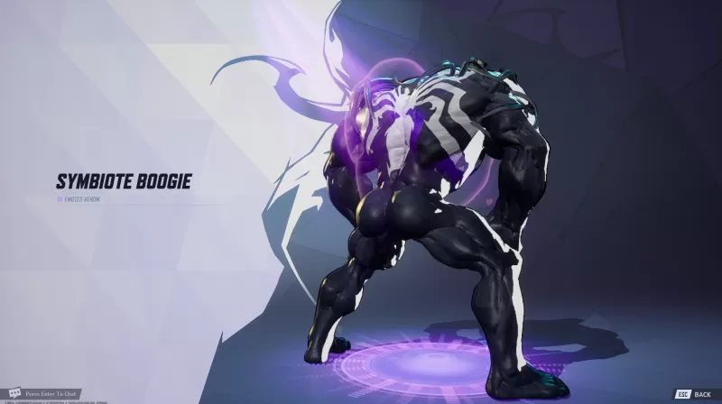 Symbiote Boogie Venom Twerkは、Marvel Rivalsに見られるようにエモートします。 IGNがキャプチャした画像。