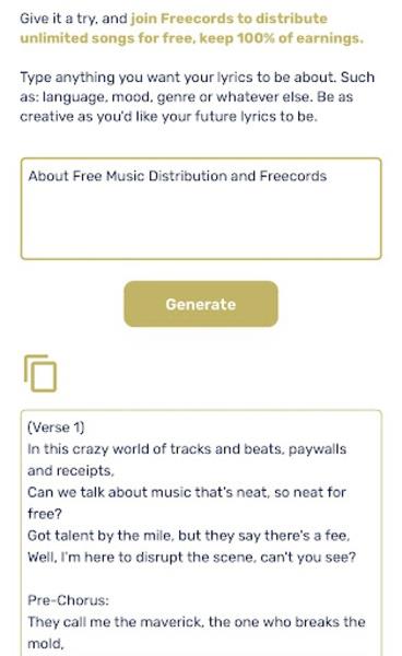 AI Lyrics Generator 螢幕截圖 3